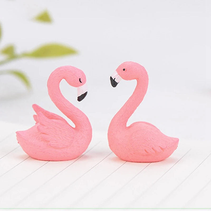 

2PCS Decorative Beautiful Plastic Pink Delicate DIY Flamingo Fairy Garden Decor Craft Accessory