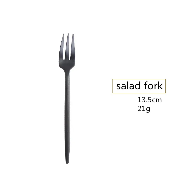 Матовый черный стальной набор столовых приборов столовая Посуда Вилка десертная ложка кухонный набор ножей японские палочки для еды Западный набор посуды - Цвет: tea fork