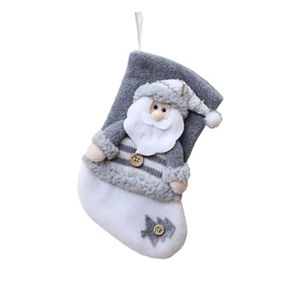 Christmas Socks Home Decoration Christmas Tree Ornaments Gray Santa Claus Elk Snowman Christmas Gift Bag Home Party Decor - Цвет: Santa Claus