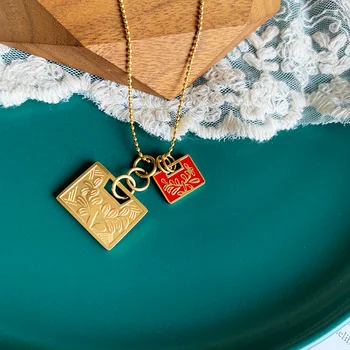 

Timeless Wonder Titanium Chinese Style Enamel Safe Lock Chains Necklace Women Stainless Steel Jewelry Punk Gothic Cute Rare 5241