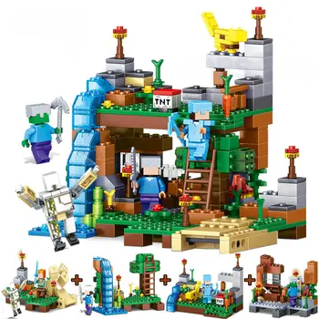 

The Ocelot Waterfall Set Fittable Building Blocks With Action Figures Compatible My World MinecraftINGlys Toys For Children