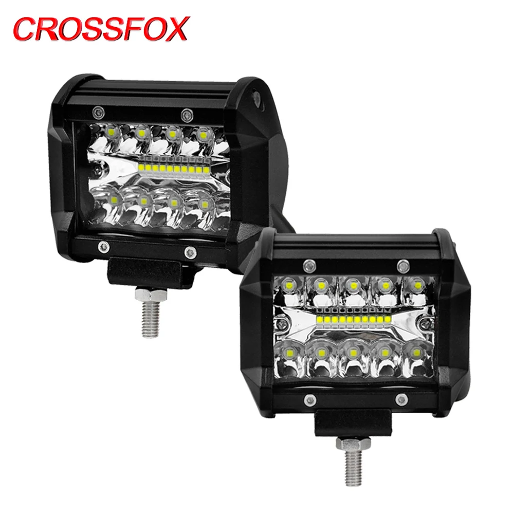 CROSSFOX 4" 60W Car Led Bar Beams Work Light bar Searchlight Fog Lights