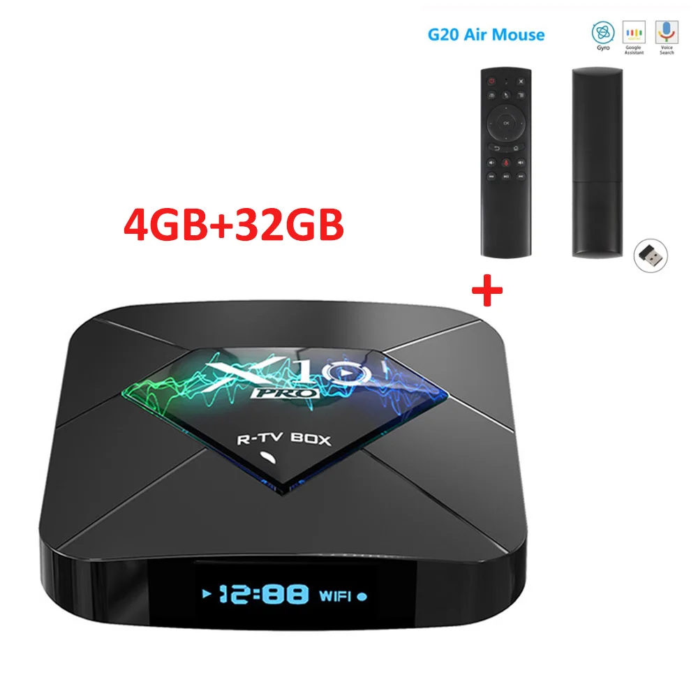 X10 PRO Android tv Box DDR4 4 ГБ ОЗУ 64 Гб ПЗУ Amlogic S905X2 телеприставка 2,4G 5G WiFi телевизионная коробка с Bluetooth 4K HD Smart медиаплеер - Цвет: 4GB 32GB add G20