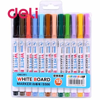 

Deli 12 pcs/lot Erasable Whiteboard Marker Pens Multicolors Value Set Dry Erase Markers Pen Office Supplies for Glass Windows