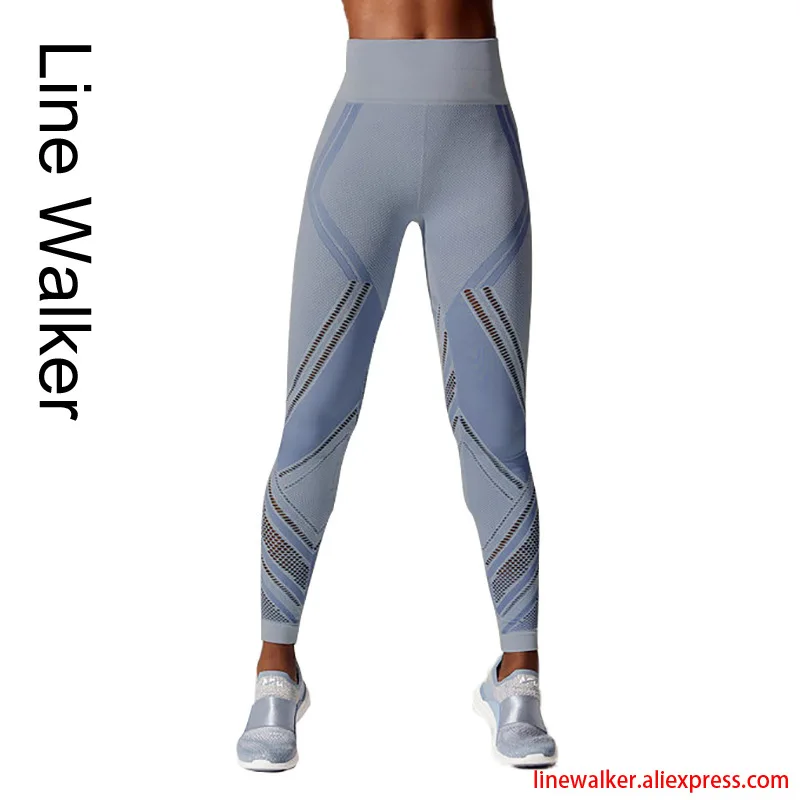Ажурные штаны для йоги спортивные Леггинсы с высокой талией женские трико пуш-ап