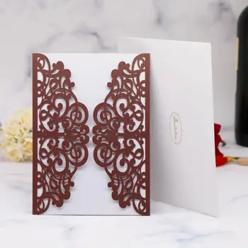 

20pcs/lot European Style Wedding Invitation Card Ceremony Festival Birthday Party Supplies Kit With Laser Cut Customizable Card