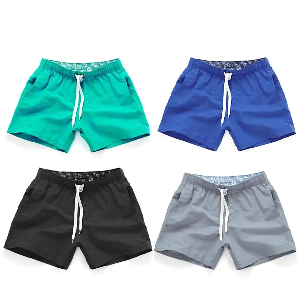 Solid Color Summer Beach Pants Men Drawstring Quick Dry Swimwear Boxers Shorts swimsuit mens swim briefs Beach Shorts photo