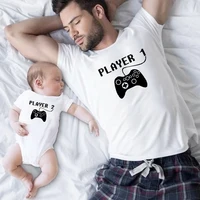 Player 1 Player 2 Matching Family Clothes Father Mother Kids Tshirts Dad Boy Match Tops Players Shirts Family Look Clothes 2