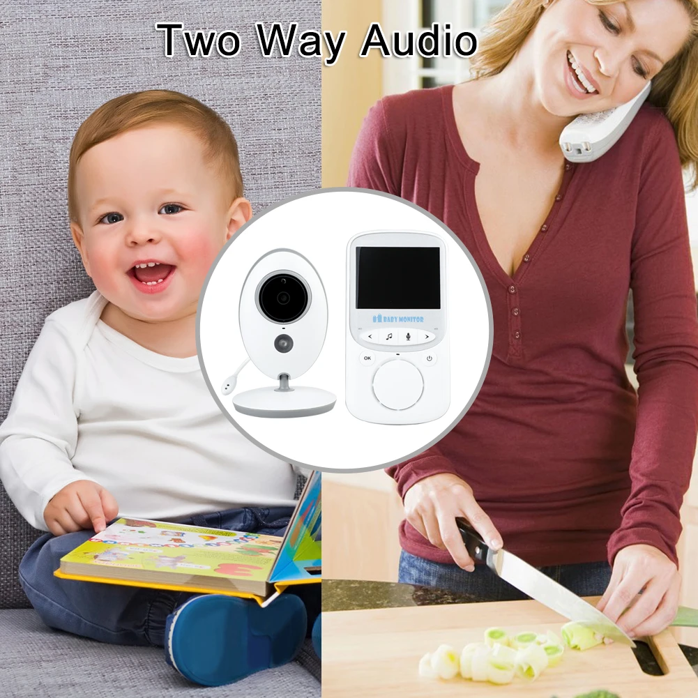  Wireless LCD Audio Video Baby Monitor di Visione Notturna Radio Musica Citofono IR 24h Macchina Fot