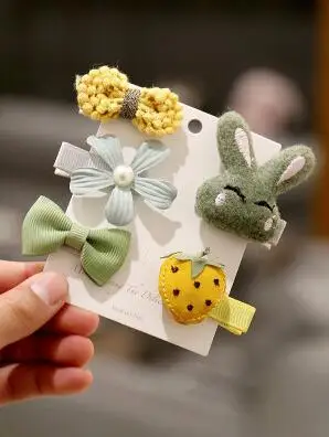 Girls Hair Accessories 5/6pcs/Set Hair Clips for Girls Baby Cute Cartoon Animal Kids Hairpins Flower Barrettes Headdress