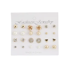 Корея 12 пар/компл. звезда, круглая, квадратная, лучшие ручные цепи ювелирные изделия, кристаллы, стразы, цирконий сердце жемчуг серьги гвоздики для женщин серьги-гвоздики женские