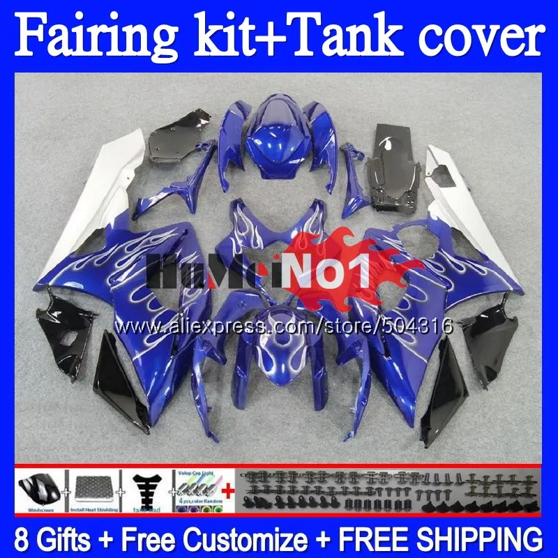 

+Tank Kit For SUZUKI GSXR-1000 GSXR 1000 1000CC CC 68MC.36 K5 GSX-R1000 GSX R1000 GSXR1000 05 06 2005 2006 Silver flames Fairing