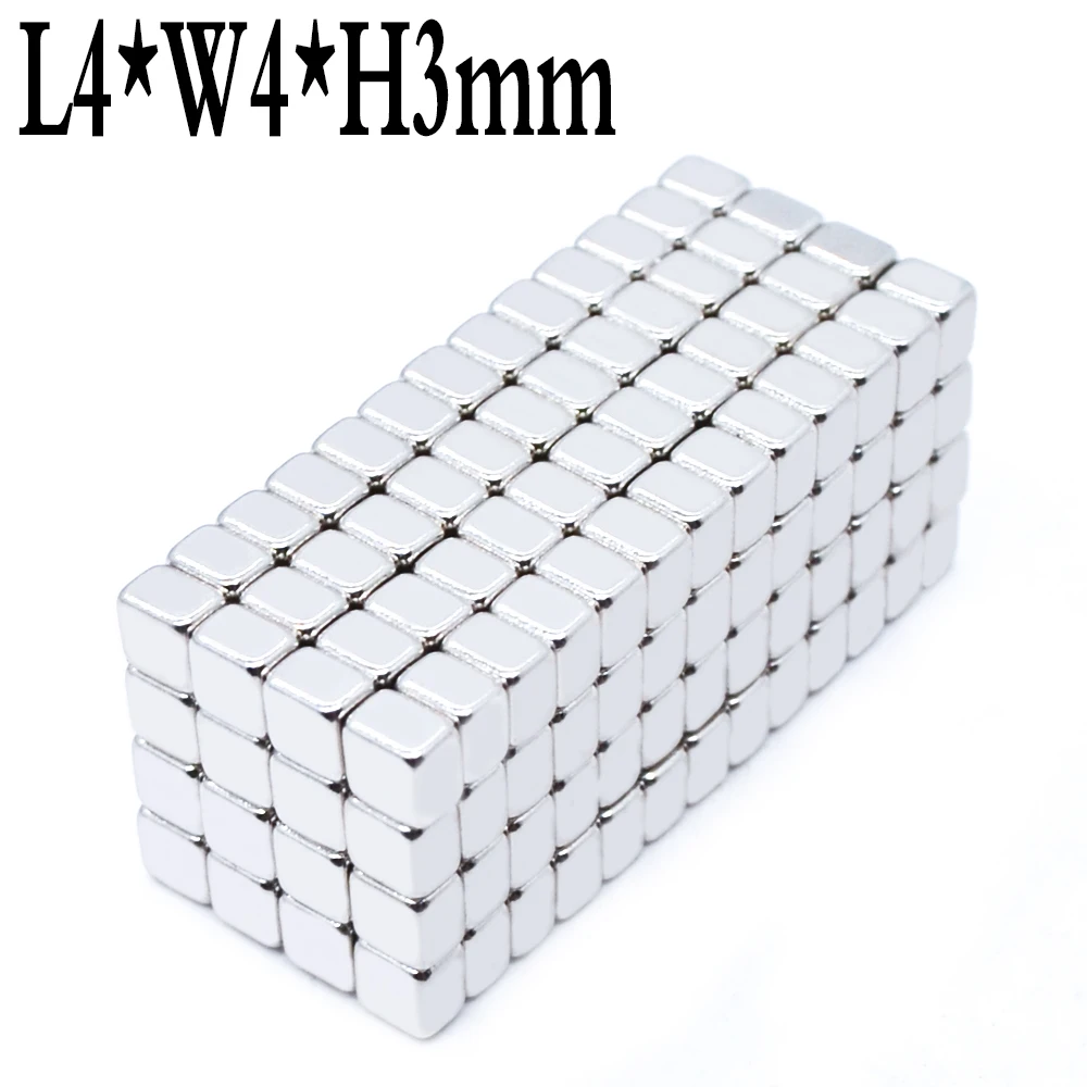

1000 pcs 4x4x3 small size block neodymium magnet 4 mm x 4 mm x 3 mm super strong cuboid rare earth magnets 4 * 4 * 3