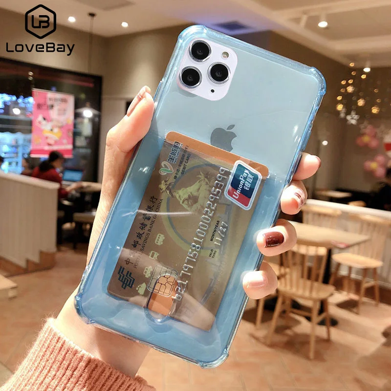 Lovebay Transparent Card Holder Phone Case for iPhone 11 Pro X XS XR
Max 6 6s 7 8 Plus ID Credit Slot Soft TPU Back Cover Fundas