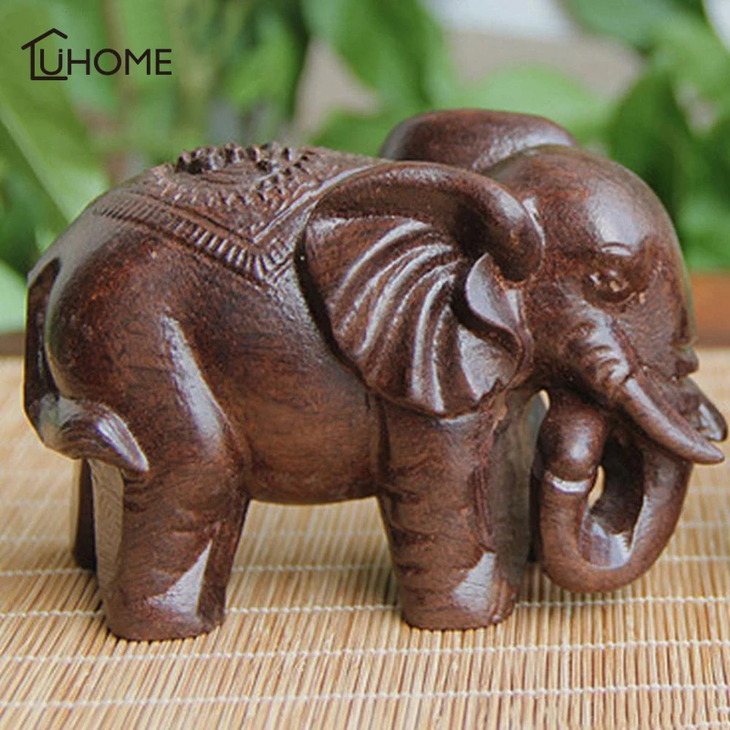 Wealthy Fortion Elephant Crafts Wooden Mini Statue Figurines Fengshui Ornament Home Wedding Party Decor Gifts Souvenir | Дом и сад