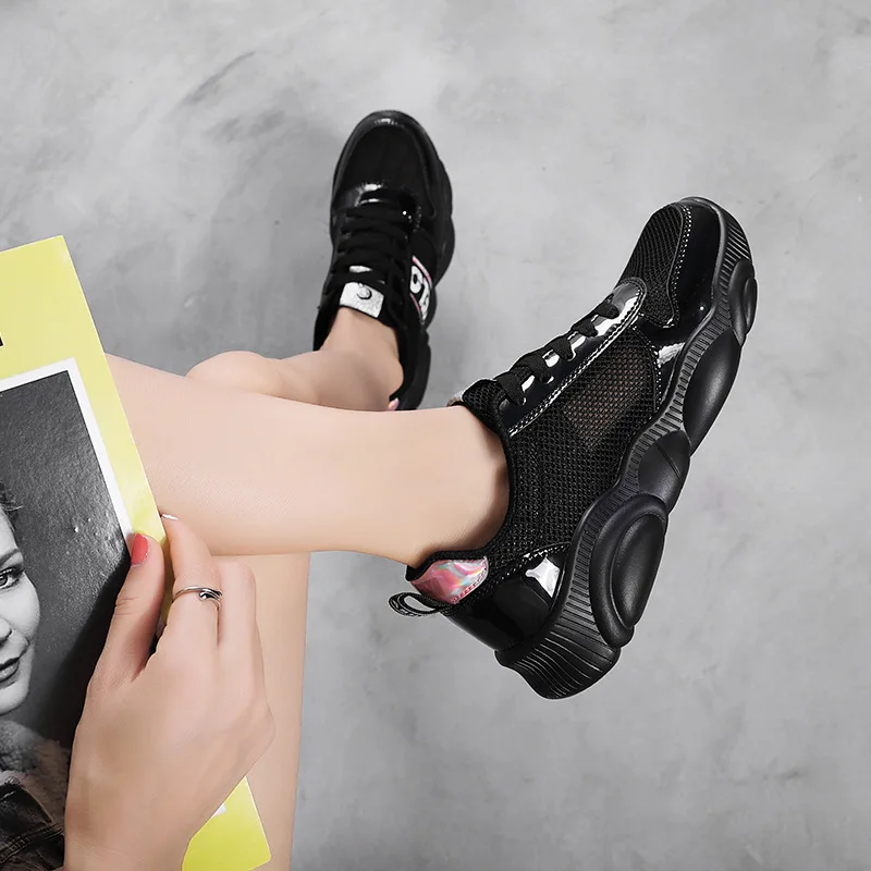 

Bear xie Women's Summer Breathable 2019 New Style Versatile Fly Woven Spring Sport Sneakers INS Fashion Dad White Shoes