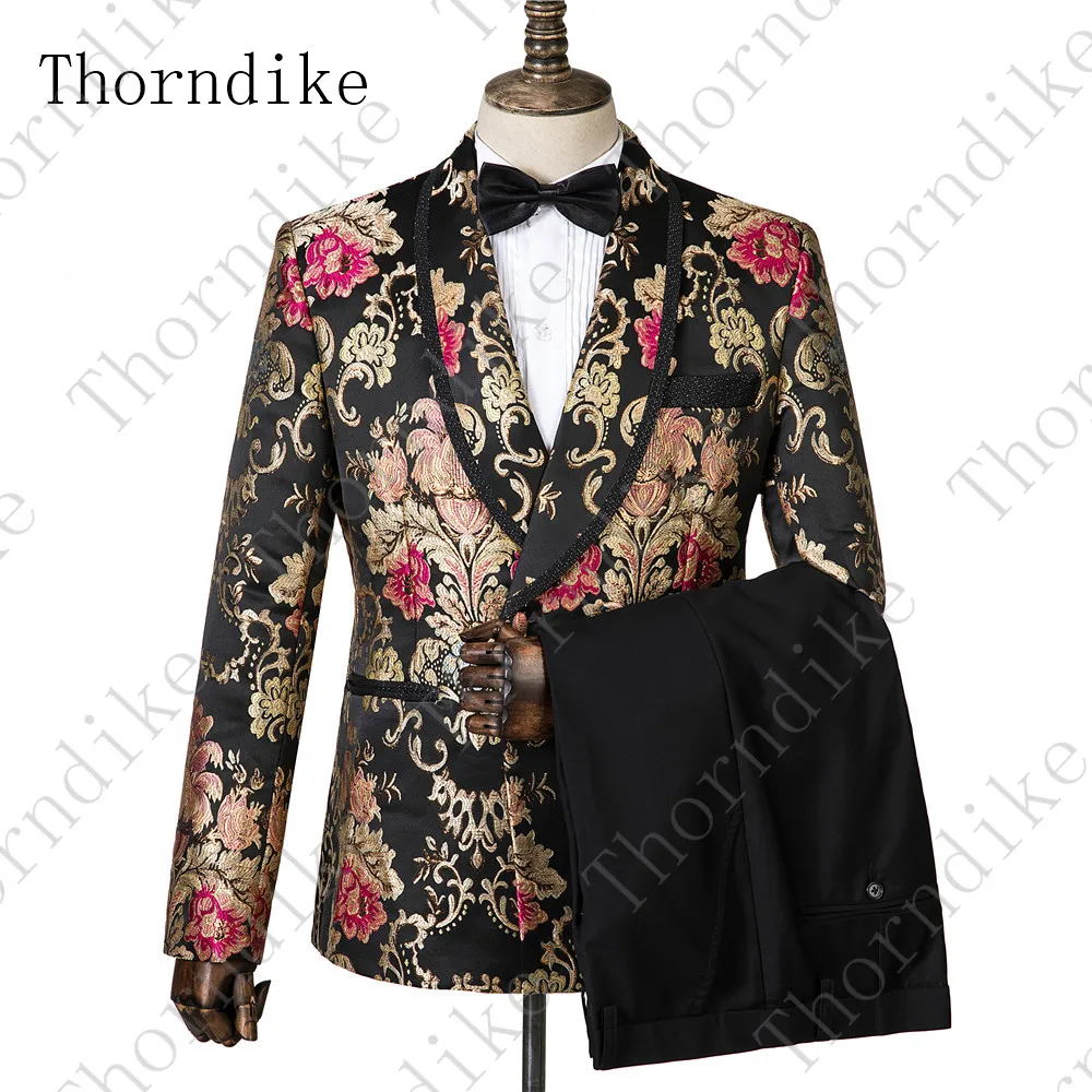 Thorndike Terno Masculino брендовый смокинг костюмы из 3 предметов мужское свадебное платье с вышивкой Пейсли костюмы жениха костюм Homme Mariage