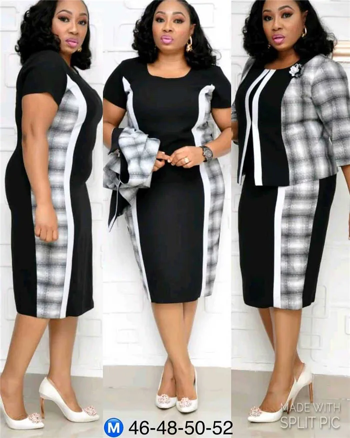 New African Design Bazin Long Sleeve Dashiki Dress For Lady - Цвет: Черный