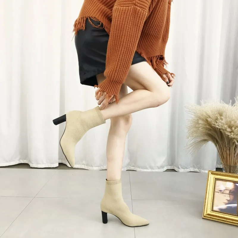 Pointy Boot High Heel Boots Women's Low Shoes Bootee Woman Luxury Designer Summer Booties Clogs Platform Lace Up Pointe