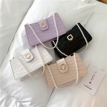 

Fashion and popular texture pearl portable baguette bag 2020 new western style simple and versatile one-shoulder lady bag