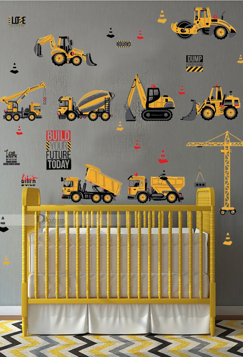 Boys Toys DIY Construction Wall Stickers with Tractors, Trucks & Car 7 Hf8de1c1fe0e2411a8d23fb3b44294025O / Shop Social Online Store
