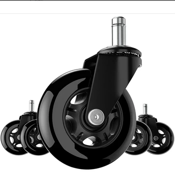 

Set of 5 hard floor casters for office chairs 11mm x 22mm Black Edition Very quiet office chair castors No scratches in the floo