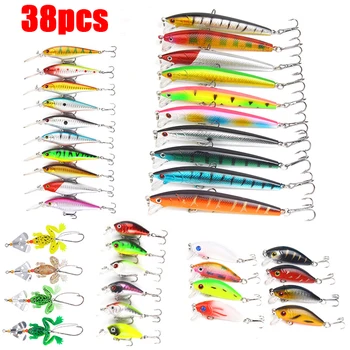 

38Pcs/lot Almighty Mixed Fishing Lure Bait Set Wobbler Crankbaits Swimbait Minnow Hard Baits Spiners Carp Fishing Tackle