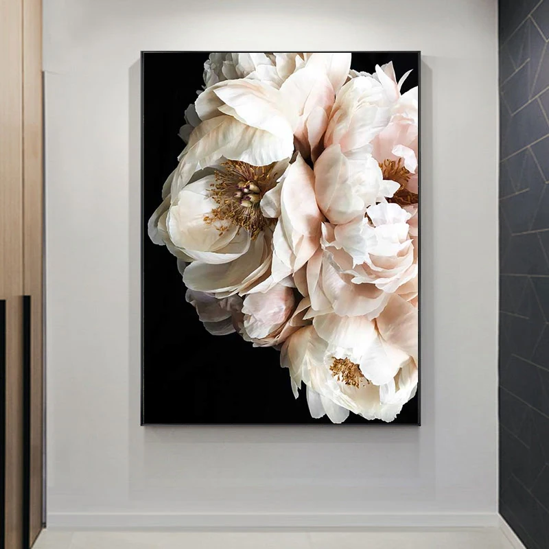 Картина на холсте с красивыми цветами GoldLife, плакаты с белыми цветами и пионами, настенные художественные картины для декора гостиной