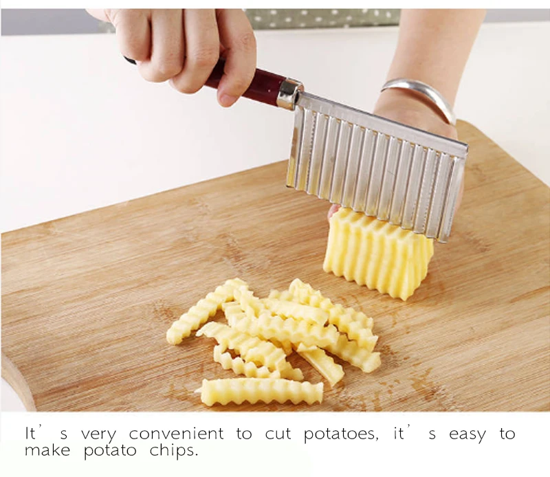 Нож шеф-повара кухонный Многофункциональный Модернизированный резак волновой картофель резак из нержавеющей стали чипы кухонный нож кухня