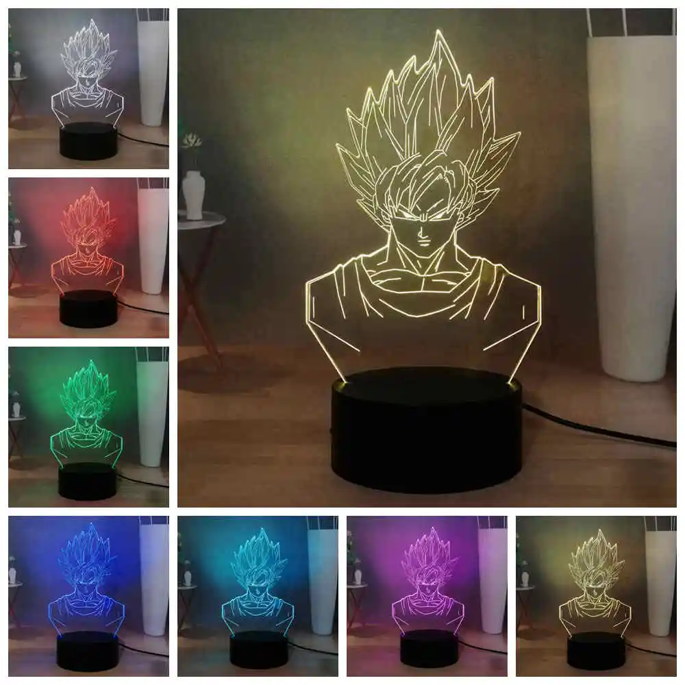 Новинка, светодиодный ночник с драконом, для детей, Сон Гоку, RGB, 7 цветов, настольная лампа, креативная прикроватная лампа, подарок на день рождения