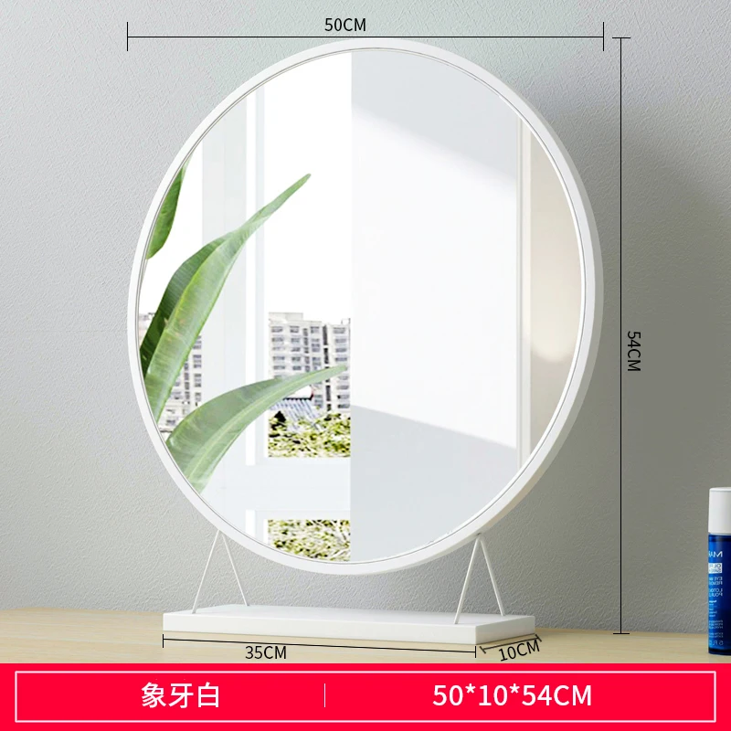 White-50X50 Зеркало для макияжа, светодиодный светильник, настольное косметическое зеркало в скандинавском стиле, большое туалетное зеркало, настольная подставка, настенные зеркала для ванной комнаты - Цвет: White-50X50