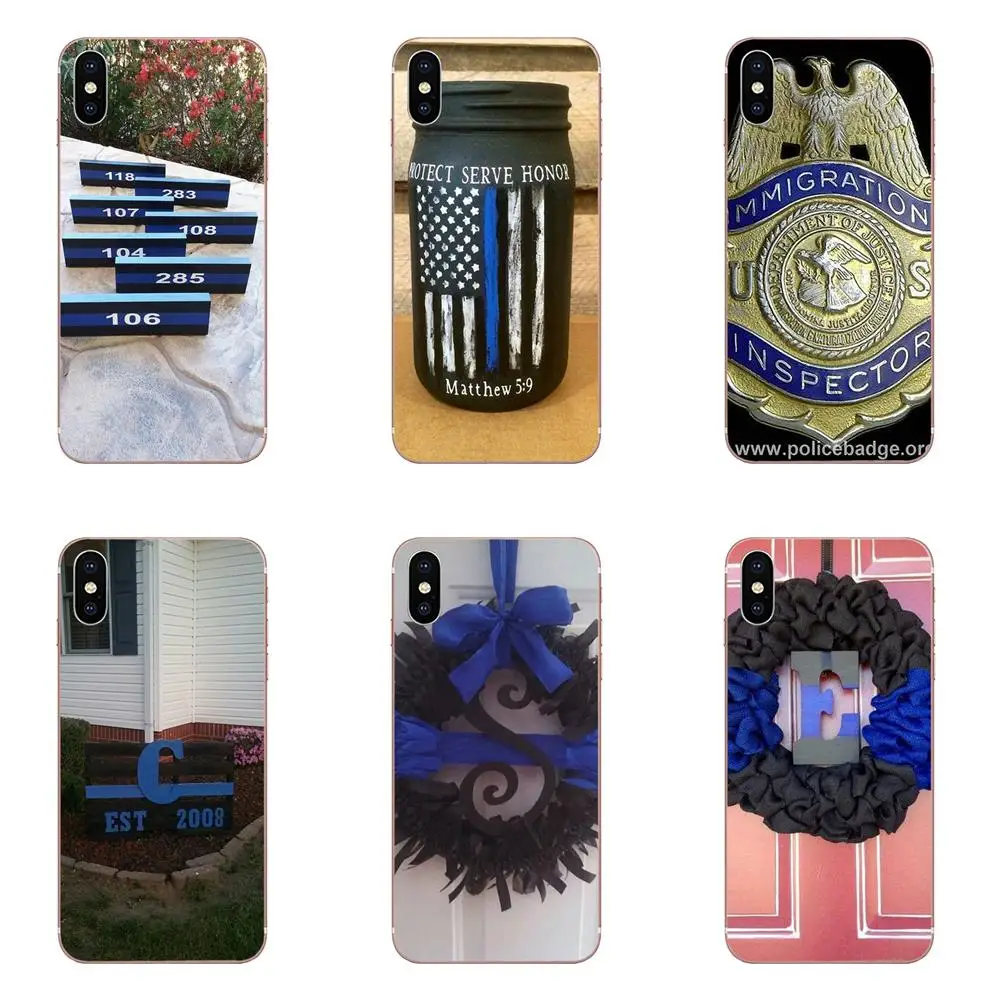 

Us Police Badge - Thin Blue Line For Samsung Galaxy Note 5 8 9 S3 S4 S5 S6 S7 S8 S9 S10 5G mini Edge Plus Lite Soft Pattern Pink