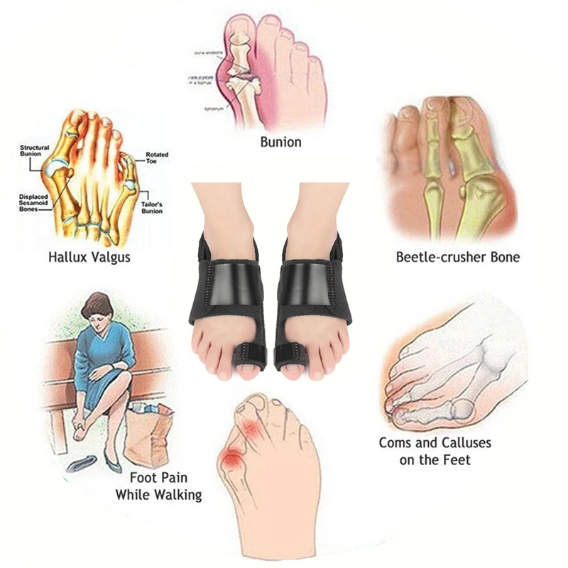 1Pair Foot Care Bunion Corrector Hallux Valgus Toe Protector Separator Feet Orthopedic Supplies Toe Straightener Splint Pedicure