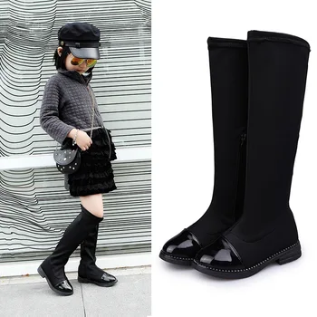 

Girls boots 2019 new high boots princess boots children over the knee boots children plus velvet winter boots