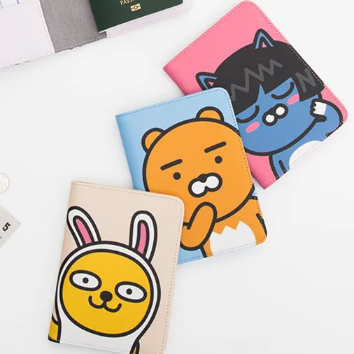 Южная Корея Kakao Fri* концы Короткий держатель паспорта мультфильм Печатный барсетка пакет документов держатель билета