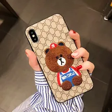 Для iphone 8 чехол в китайском стиле с вышивкой маленький медведь чехол для телефона для iphone 6 6s 7 8 plus и iphone x xr xs 11 pro max чехол