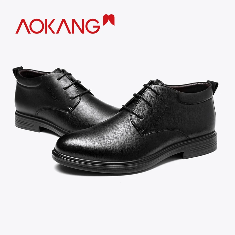 AOKANG/зимние ботинки; мужская повседневная обувь из натуральной кожи; модельные туфли на шнуровке; мужские брендовые Роскошные ботильоны; Zapatos De Mujer Zapatos