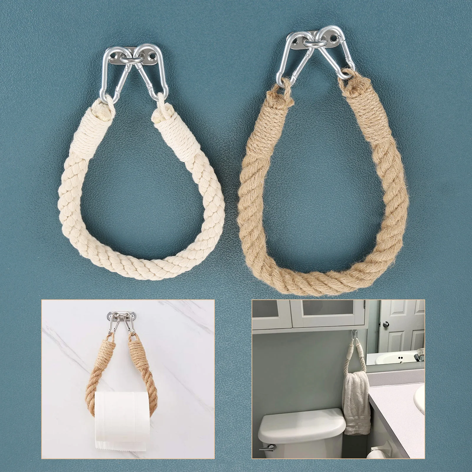 

1 set toilet paper holder bathroom paper twel holder bathroom accessories for bathroom kitchen loft hotel with nails Hemp rope