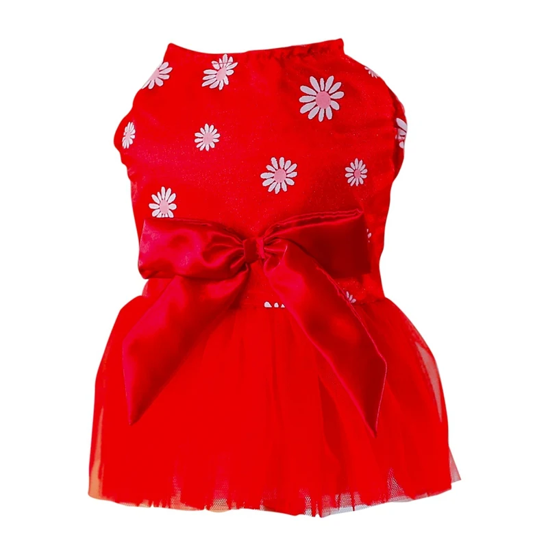 Летнее Сетчатое платье для собак свадебное платье-пачка для маленьких собак юбка с бантом для маленьких и средних собак roupa cachorro - Цвет: Красный
