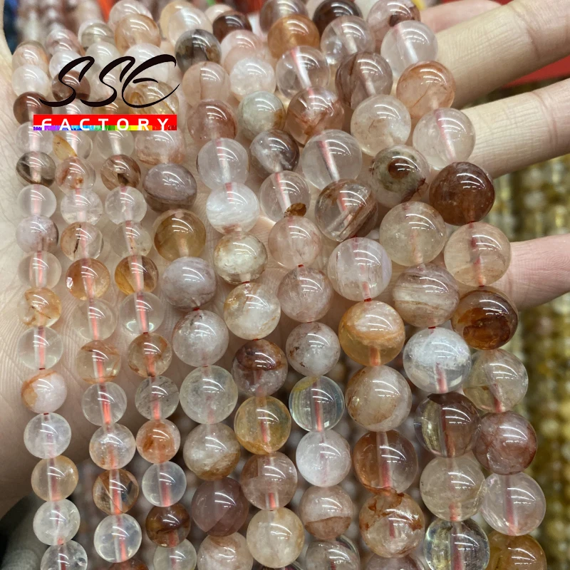 AAAAA Natural Red Rutilated Quartz Beads Round Beads For Jewelry Making DIY Charms Bracelet Necklace Accessories 6 8 10mm 15''