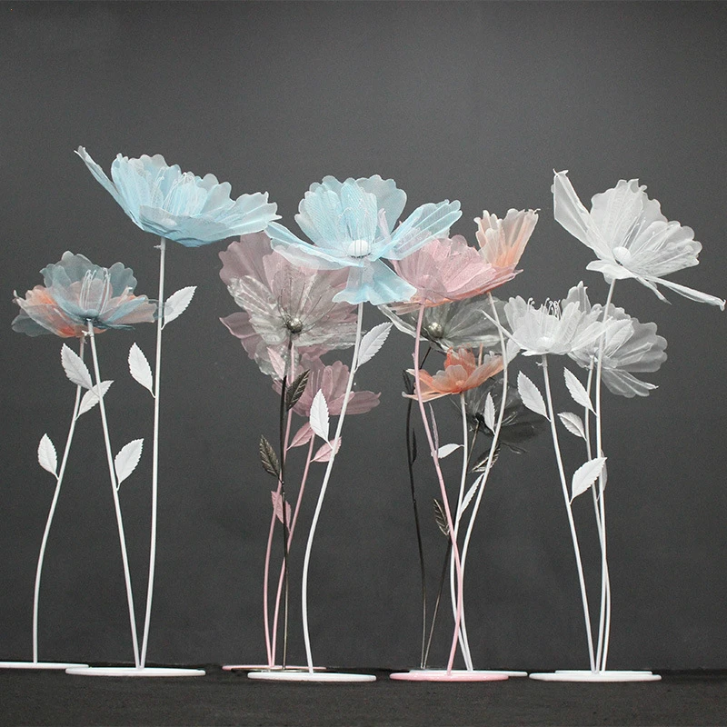 

Large Iron Flowers Set Artificial Home Decorative Metal Flowers Romantic Wedding Decor Crafts Photography Props Home Decorations
