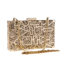 Женская вечерняя сумка, черный/серебристый/Goldd, свадебные вечерние сумки, металлические полые Дизайнерские клатчи, шикарные золотые клатчи, кошельки