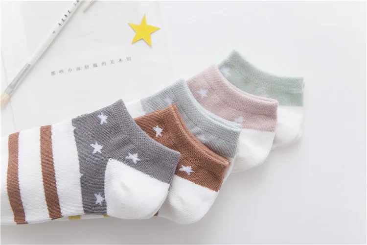 New Style Taobao Hot Sales Spring And Summer Plain Color Hipster Star Stripes Cotton Women’s Boat Socks Wholesale