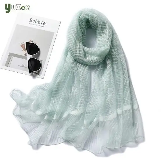 

YUZOE 2019 New Korean Version Of The Wild Art Fan Organ Silk Scarf Solid Color Mesh Scarf Ladies Sunscreen Shawl For women