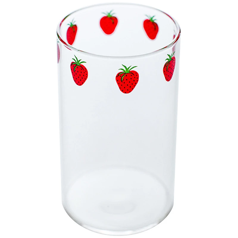 Strawberries Glasses Cup Strawberries Glass Water Cup 300ml Cute