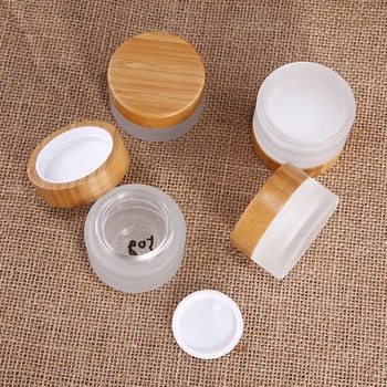 

5g glass jar wooden lid cosmetic glass jar 5ml with bamboo cap