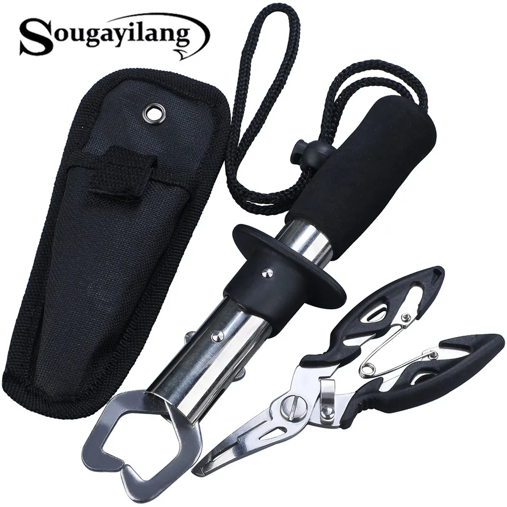 

Sougayilang New Stainless Steel Fishing Grip Set Control + Multifunction Outdoor Fishing Pliers Fish Tackle Fish Lip Gripper Set