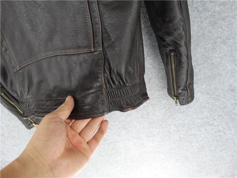 Free shipping.US casual style,J25 Turkey Tea Core Cowhide Jacket,vintage genuine Leather coat.motor biker leather jackets,sales petite genuine leather coats & jackets