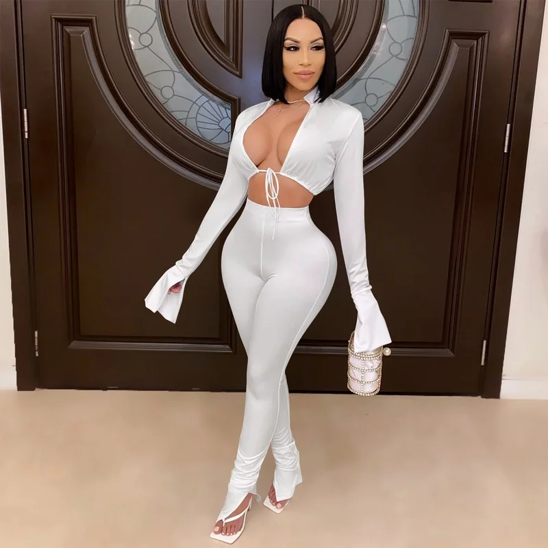 Summer Sexy Black Womens Jumpsuit 2023 White Black Bandage Long Sleeve Bodycon Jumpsuits Clubwear One Piece Outfits Women