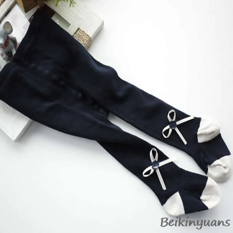 Black bowknot Сезон весна-осень; хлопковые колготки с крыльями; детские колготки; милые колготки с крыльями для малышей; модные колготки для девочек - Цвет: Black bowknot